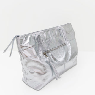Toronto Silver Leather Tote Bag - Sale