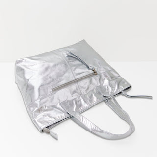 Toronto Silver Leather Tote Bag - Sale