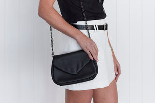 Coco Pebbled Black Crossbody Clutch