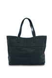 New York French Navy Leather Tote Bag