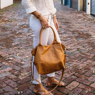 Paris Caramel Leather Tote Bag