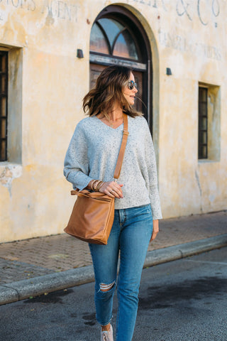 Rome Caramel Leather Tote - Sale