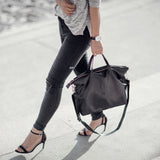 Rome Black Leather Tote Bag