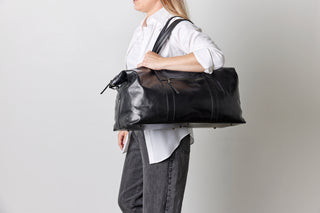 Sorrento Black Smooth Leather Weekender - Sale