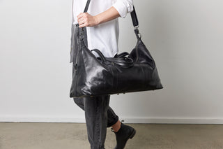 Sorrento Black Smooth Leather Weekender - Sale