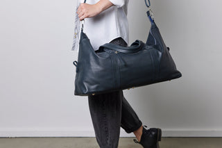 Sorrento French Navy Leather Weekender - Sale