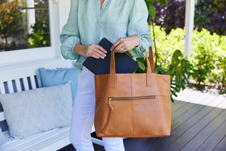 New York Caramel Leather Tote Bag