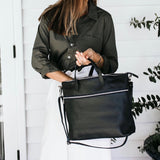 Rome French Navy Leather Tote Bag