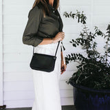 Mini Florence French Navy Leather Crossbody Wallet