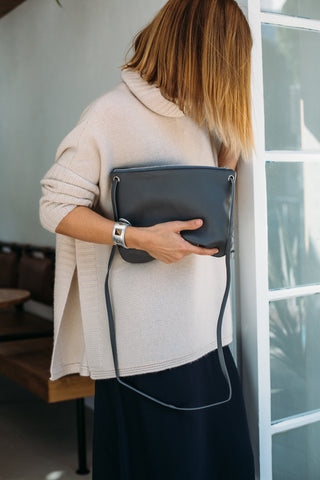 Florence Grey Leather Crossbody Bag