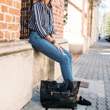 New York Black Leather Tote Bag