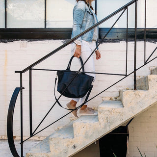 Paris Leather Tote Bag - French Navy