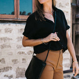 Florence Black Leather Crossbody