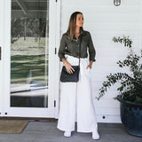 Florence French Navy Leather Crossbody