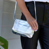 Mini Florence Silver Leather Crossbody Wallet