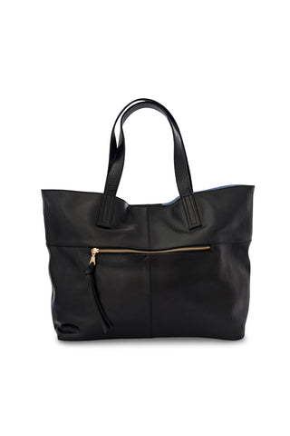 New York Leather Tote Bag - Black