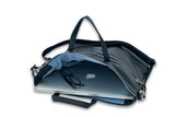 Rome leather tote in French Navy fits laptop inside