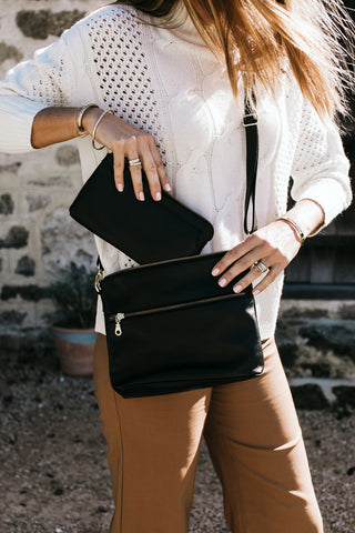 Mini Rome Black Leather Crossbody - Seconds