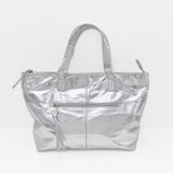 Toronto Silver Leather Tote Bag