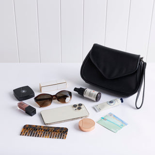 Coco Smooth Black Crossbody Clutch