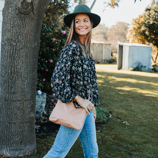 Florence Blush Leather Crossbody