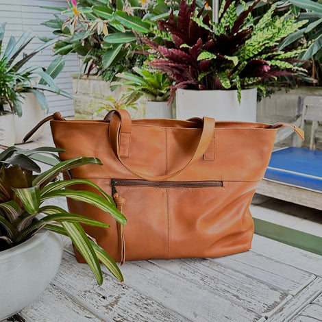 Toronto Caramel Leather Tote Bag