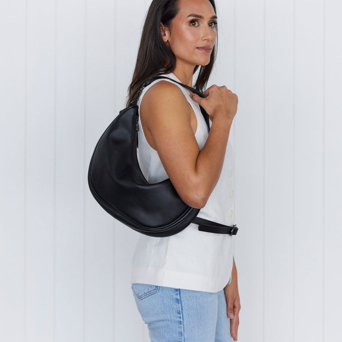 Luna Black Slouchy Crescent