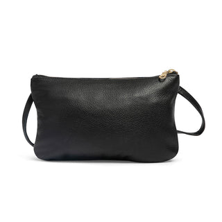 Mini Florence Leather Crossbody Wallet - Black Pebbled