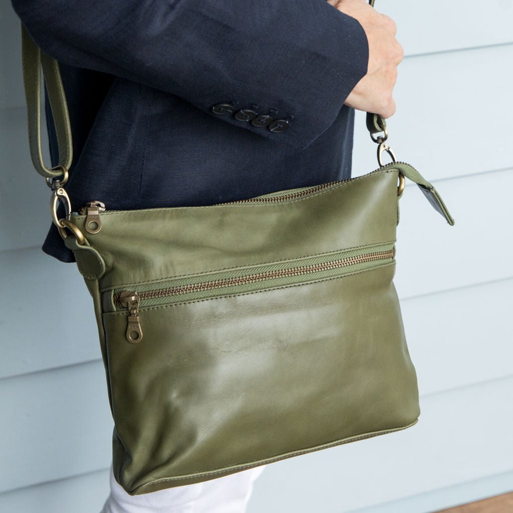 Mini Rome Leather Crossbody - Army