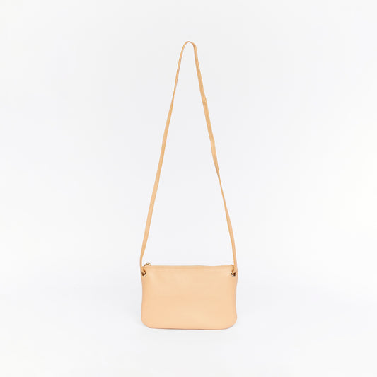Mini Florence Latte Leather Crossbody Wallet