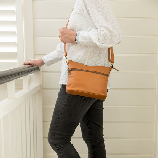 Mini Rome Caramel Leather Crossbody - Sale