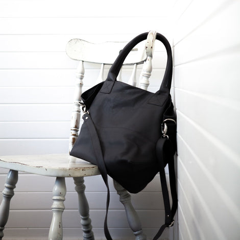 Paris French Navy Sheep Leather Tote Bag