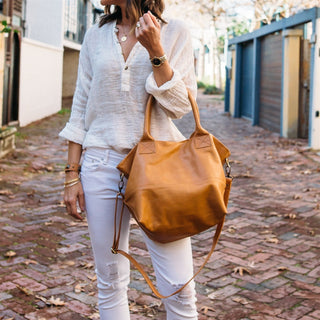 Paris Caramel Leather Tote Bag