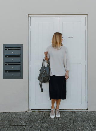 Paris Grey Leather Tote Bag