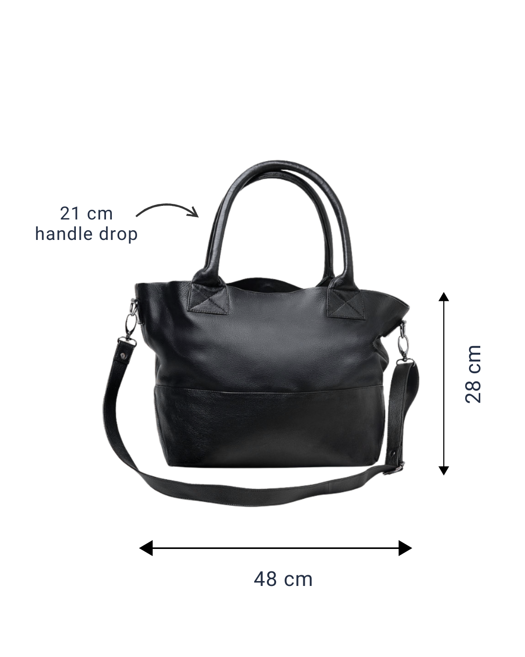 Paris Black Smooth Leather Tote Bag