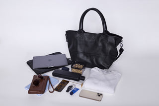 Paris Black Leather Tote Bag