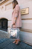 Paris Silver Leather Tote Bag