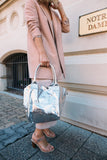Paris Silver Leather Tote Bag