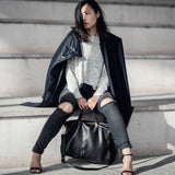 Rome Black Leather Tote Bag