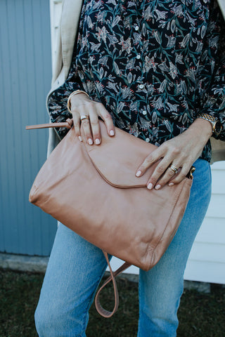 Singapore Blush Leather Crossbody Bag