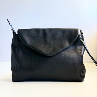Singapore French Navy Leather Crossbody Bag