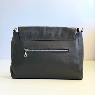 Singapore French Navy Leather Crossbody Bag