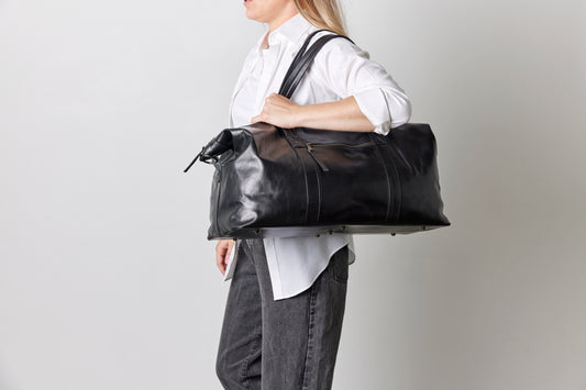 Sorrento Black Smooth Leather Weekender - Sale