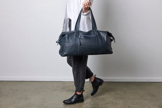 Sorrento French Navy Leather Weekender - Seconds