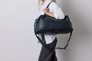 Sorrento French Navy Leather Weekender - Seconds