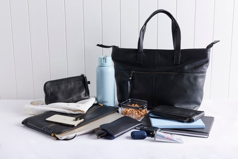 Toronto Black Leather Tote Bag
