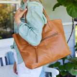 New York Caramel Leather Tote Bag