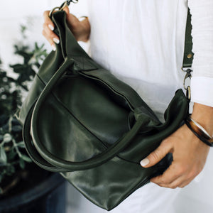 Paris Leather Tote Bag  - Army
