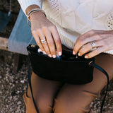 Mini Florence Smooth Black Leather Crossbody Wallet