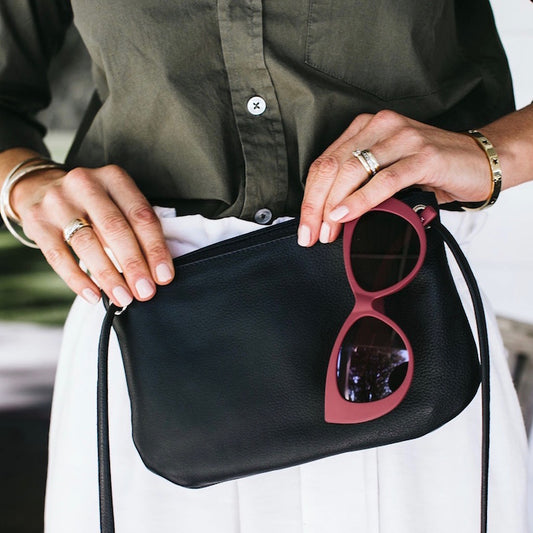 Mini Florence French Navy Leather Crossbody Wallet